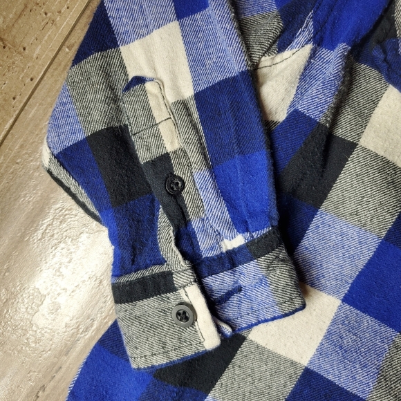 Faded Glory Blue Gray White Boys Flannel Shirt Size Small 6-7 EUC - Picture 6 of 14